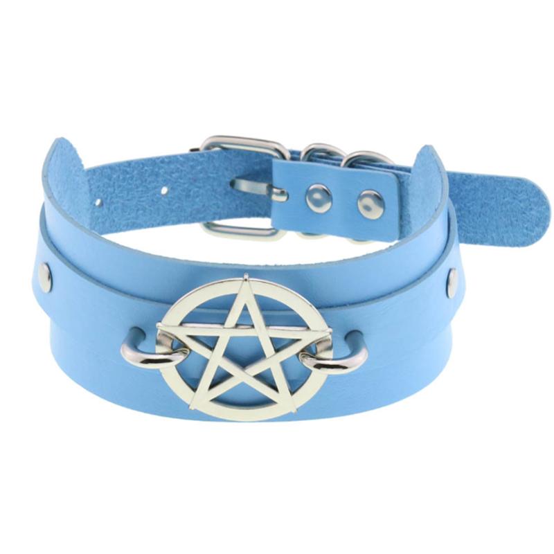 1Pc Punk Women Harajuku Heart Religion Cross PU Leather Choker Necklaces Punk Gothic Spike Rivet Collares Bell Torques Jewelry