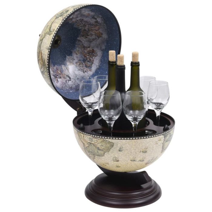 Bar Globe - vidaXL - Support de Vin - Bois - Vert - 38x33x48 cm