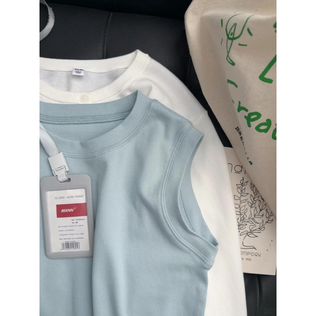 Cover the breasts, wide shoulder straps, I-shaped vest for women's summer cotton comfort, bottom top, vest, basic suspender.