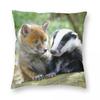 Badger And Fox Cubs Square Pillowcase Polyester Linen Velvet Printed Zip Decor Throw Pillow Case Room Cushion Cover