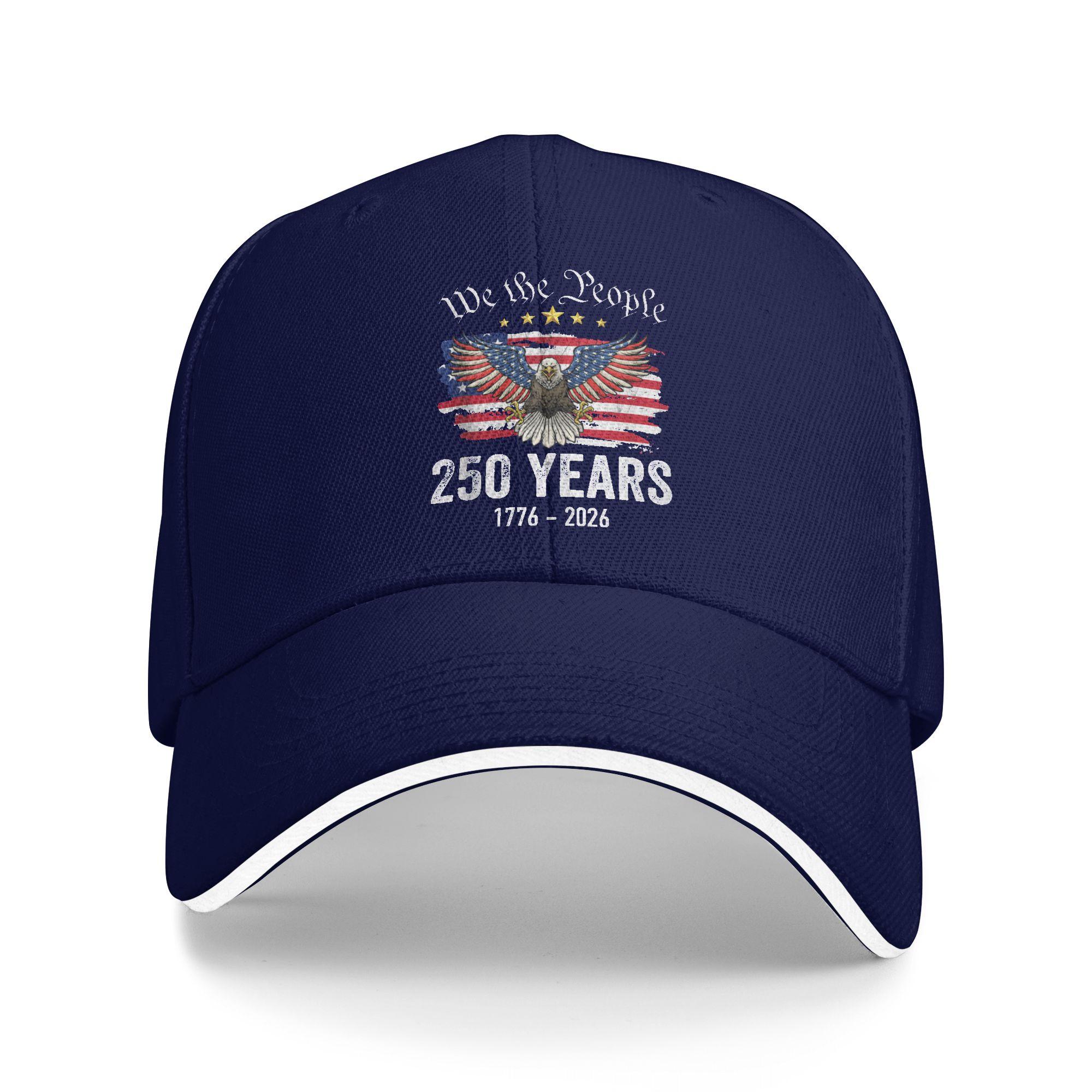 

250 Years of Freedom 1776 2026 Patriotic Bald Eagle USA Flag Baseball Cap Trucker Hat Spring Unisex Running Hippie Snapback Cap As Picture темно-синього кольору