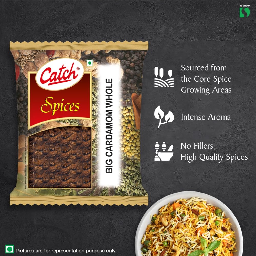 Catch Big Cardamom Whole 50 g Premium Badi Elaichi Spice for Cooking Aromatic Dishes and Flavorful Cuisine