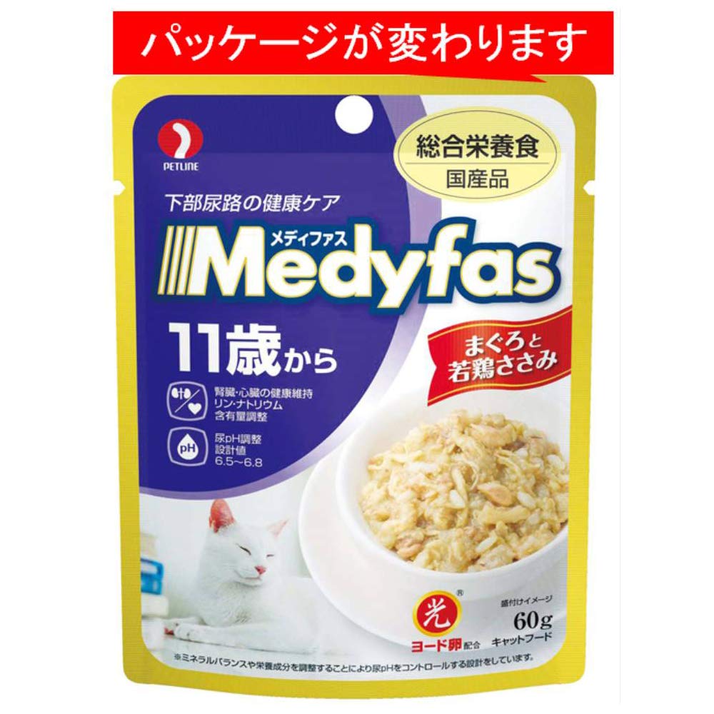 Medifas Wet Cat Food for Ages 11 and Up Tuna and Young Chicken Fillet Nutritional Urinary 50g X 12 [Comprehensive food/Lower tract/pH control/Domestic