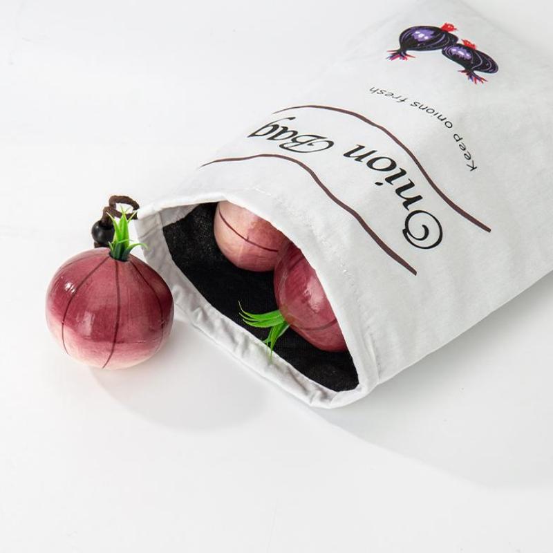 Potato Onion Storage Bag Keep Fresh Vegetable Fruit Organizer Drawstring Canvas Bags Reusable Sacks Holds Keeper Large Capacity