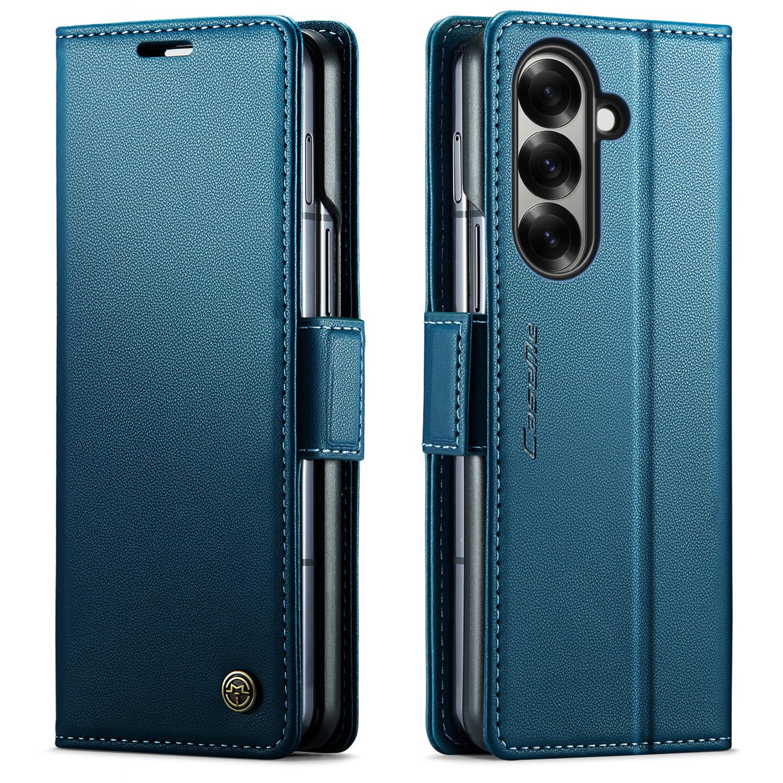 

For Samsung Galaxy Z Fold7 5G Case CASEME 023 Series RFID Blocking Leather Wallet Stand Phone Cover Blue