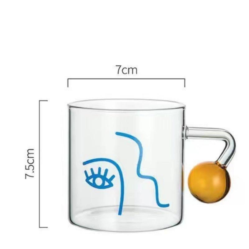 

Minimalist Line Glass Mug with Handle Modern Abstract Woman s Face Art Glass Cup Female Face Clear Glass Mug for Coffee Milk Tea 201-300ml