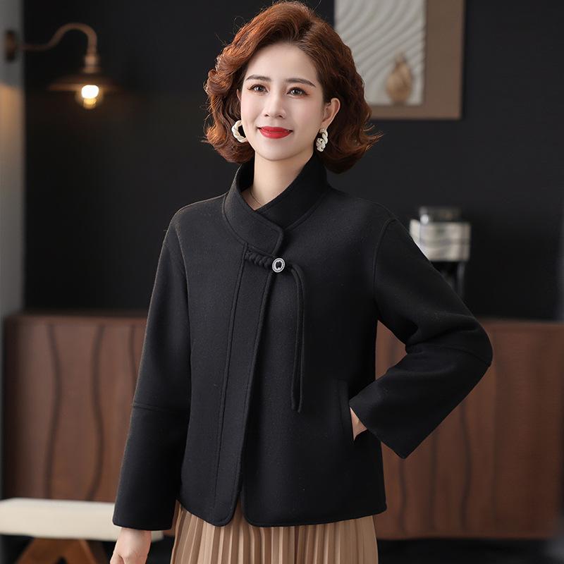 Mom's Autumn Double-Sided Wool Coat - Elegant Petite Middle-Aged Women's Jacket for Fall & Winter