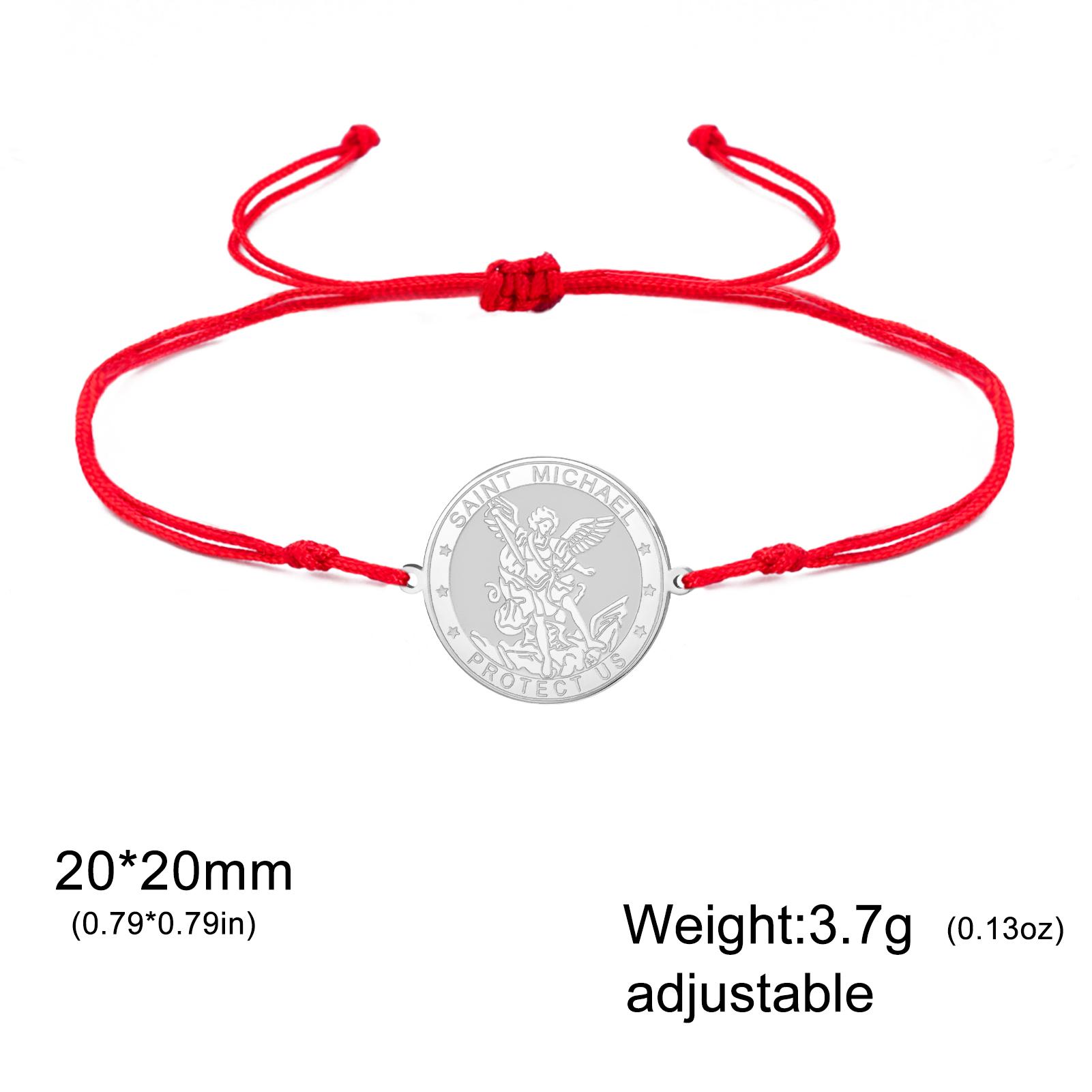 

LIKGREAT Double Sided Etched St. Michael Archangel Pendant Bracelet Stainless Steel Protection Amulet Charm Bracelet Vintage