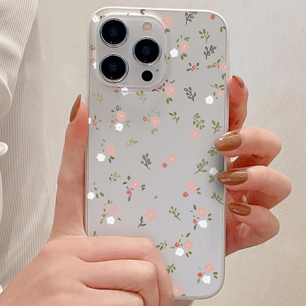 Fundas para teléfonos móviles para iPhone 11 13 15 Pro Max 12 14 Pro Max Funda para iPhone 16 15 Plus 13 Pro 12 Textura esmerilada Flores de dibujos animados pintadas