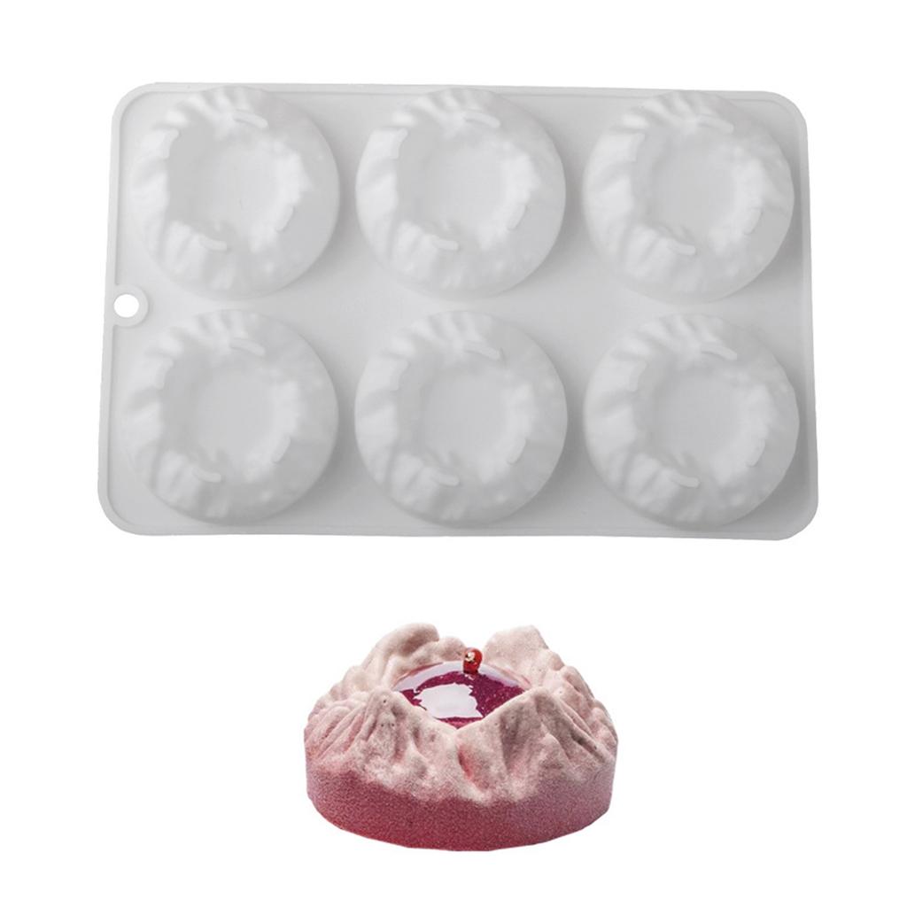 6 Cavity Silicone Mousse Cake Mold Mountain Shape Flexible Baking Molds for Baking and Dessert Nonstick Bread Making