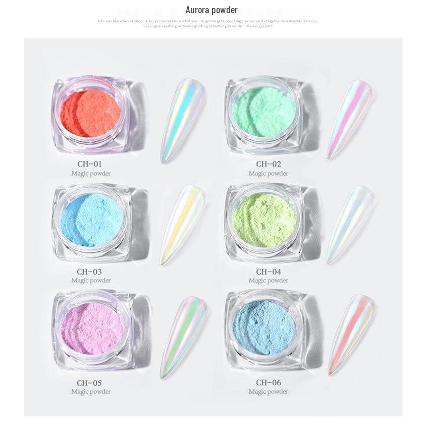 Nail Art Set: Internet Celeb Fairy Aurora, Mermaid Pink, Shell Iridescent, Starry Sky, and Fairy Pink Accessories.