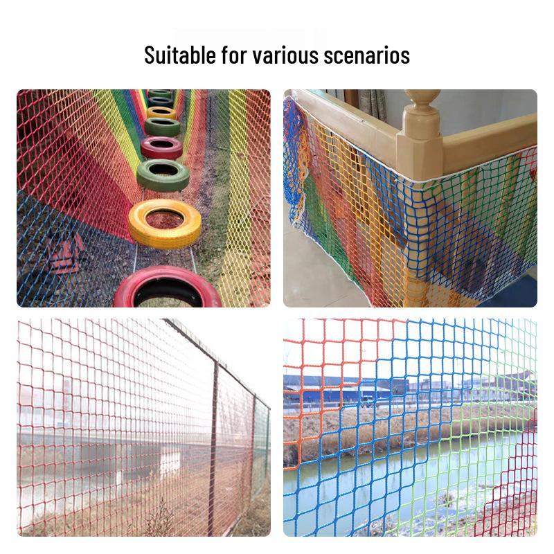 Colorful Knotless Safety Net for Playground, Balcony, and Stair Guard, Ceiling Fall Prevention Rope Net Mesh 5cm, Rope 5mm