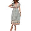 Vacation Print Green Slim Dress Women