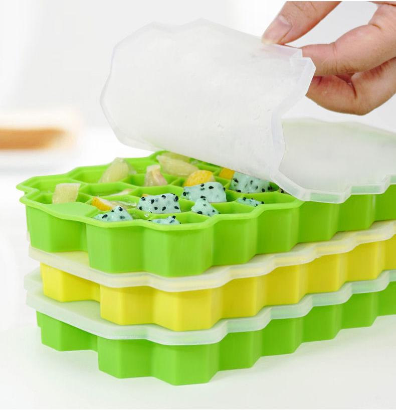37 Cavity Silicone Ice Cube Mold with Lids Large-capacity Ice Trays Food Grade Ice Maker Reusable Kitchen Gadgets