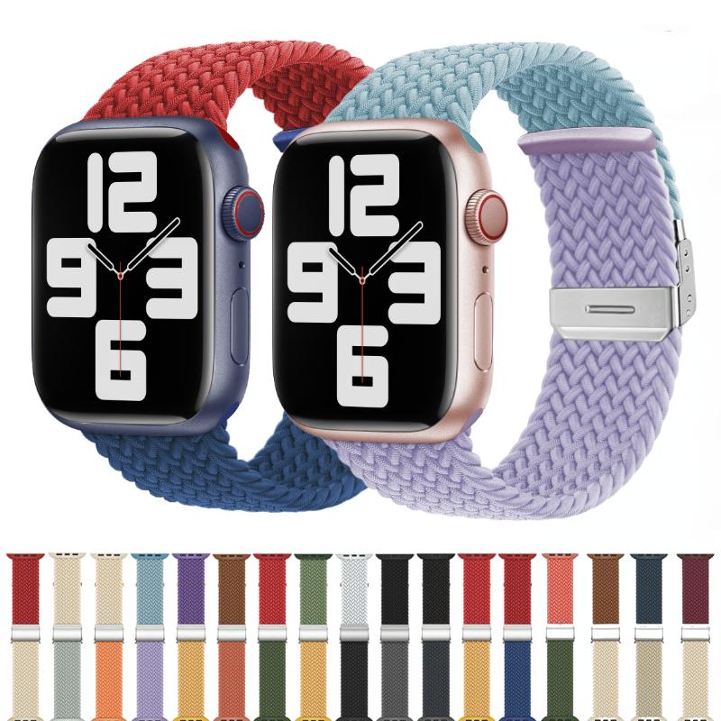 Braided Nylon Strap For Apple Watch Band Ultra 10 9 8 7 49mm 46mm 45mm 44mm Adjustable wristband 6 5 4 SE 41mm 42mm 40mm Correa