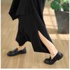 DIMANAF 2026 Summer Beach Plus Size Solid Black Long Pants Women Elastic Waist Loose Vintage Casual Trousers Skirt Pants Bottoms