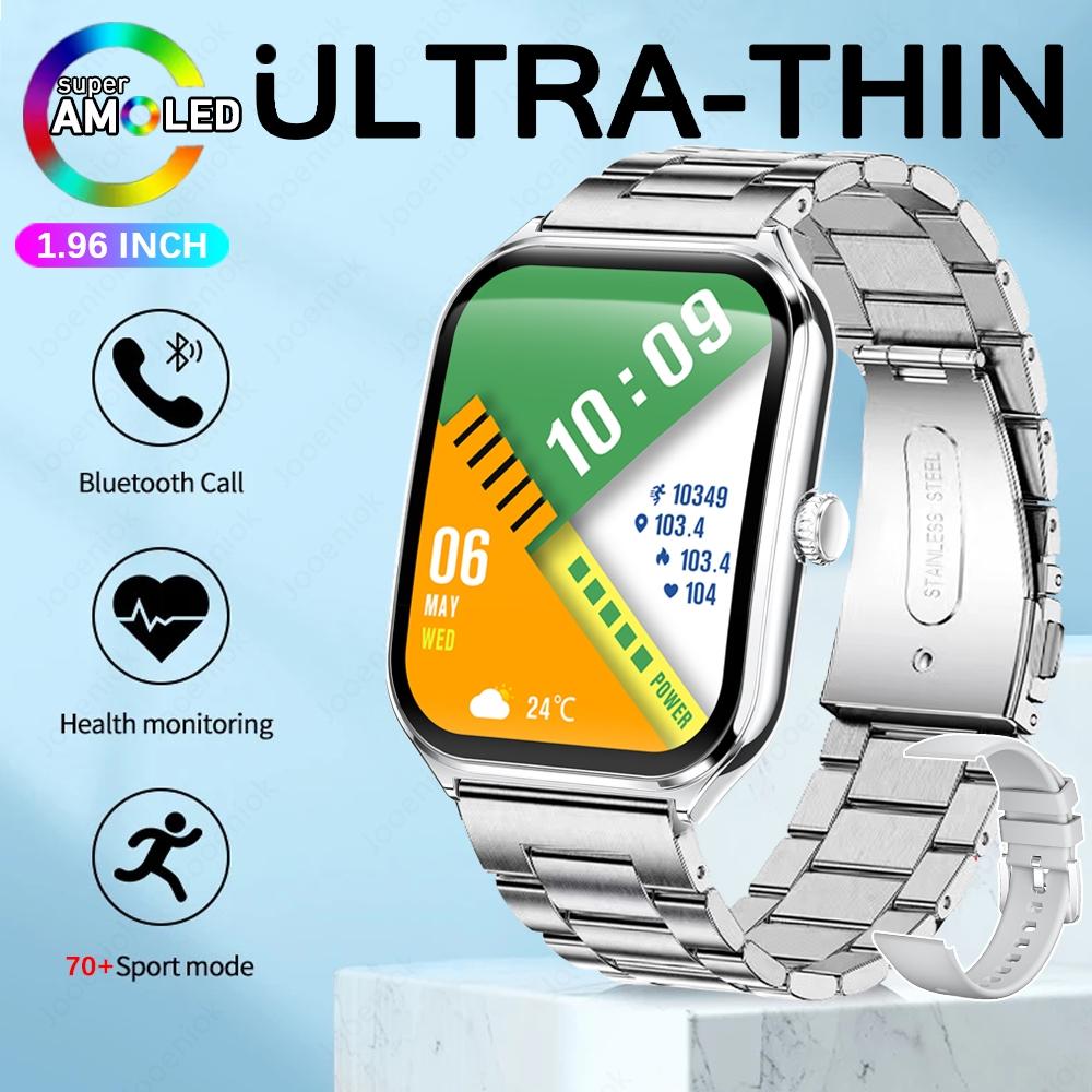 New Ultra Thin Smart Watch Men AMOLED Ultra HD Heart Rate Sports Bracelet Always Display Time BT Calling Smartwatch