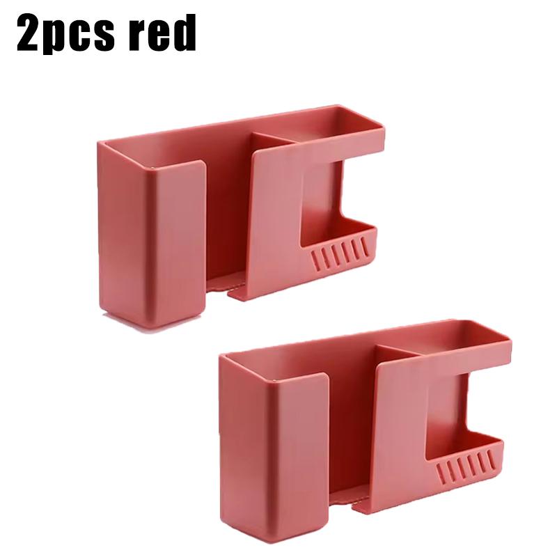 2 In 1 Wall-mounted Mobile Phone Remote Control Storage Box Multifunctional Punch-free Storage Rack Wall Debris Storage Holders Cup Holders 5