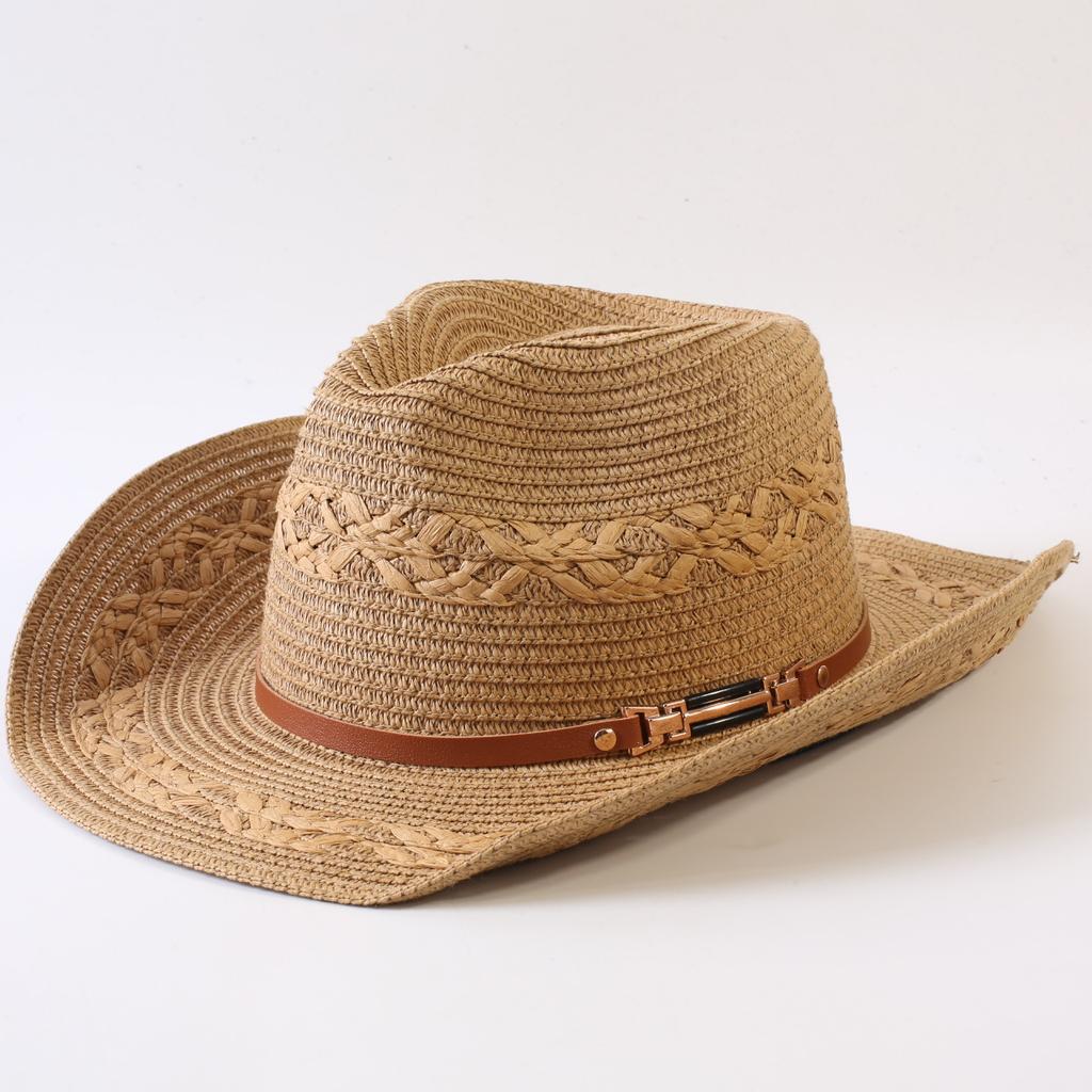 Popolare cappello da cowboy western classico europeo e americano intrecciato in paglia per uomo e donna moda outdoor stile OL cappello a cilindro intrecciato
