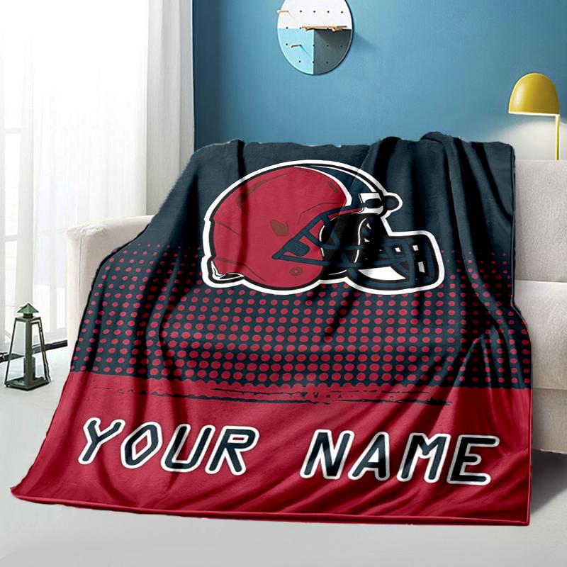 1PC Custom Name Football Helmet Flannel blankets Patterns Throw Blanket All-Season Soft Gift for Couch, Bed, Camping gifts