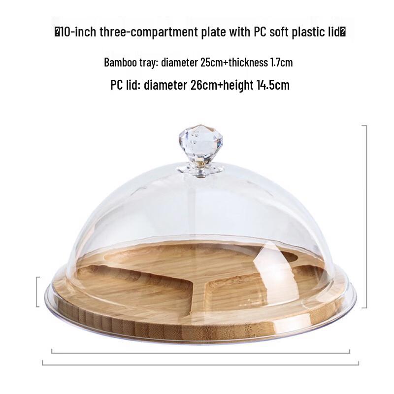 

Nordic Wooden 3-Compartment Serving Tray with Lid