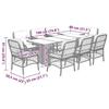 VidaXL Ensemble à Manger de Jardin avec Coussins 9 pcs, Table et Chaise de Terrasse, Meubles de Patio, Mobilier d'Extérieur, 3212061