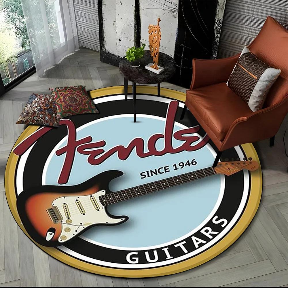 29 Style New Fender Retro Guitar Instruments Music Round Carpet Rug for Bedroom Living Room Sofa Decoration,pet Decor Floor Mat