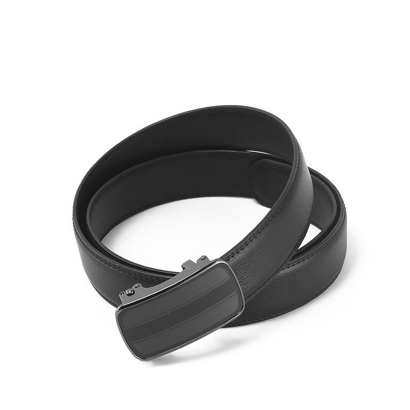 New Men's Real Beef Two layer Leather Open Edge Wear Automatic Buckle Belt Film Business Casual Men's Belt