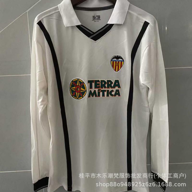 00-01 Valencia Home Long Sleeve Jersey 21 Aimar Retro Fan Version Adult Unisex Football Shirt