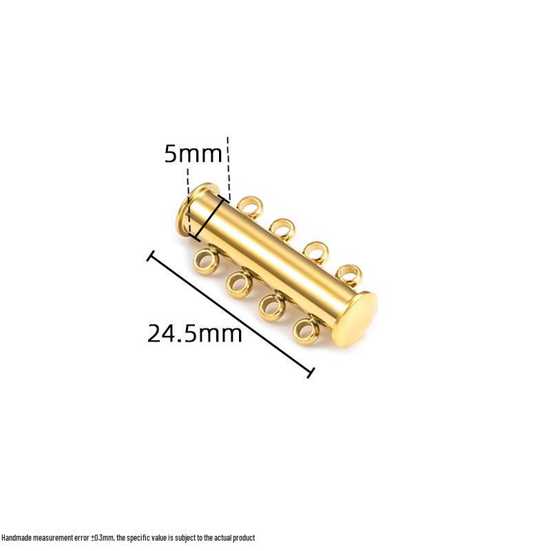 18K Vacuum-Plated Stainless Steel Dual/Triple Row Snap Buckle Clasp for DIY Necklace/Bracelet Jewelry