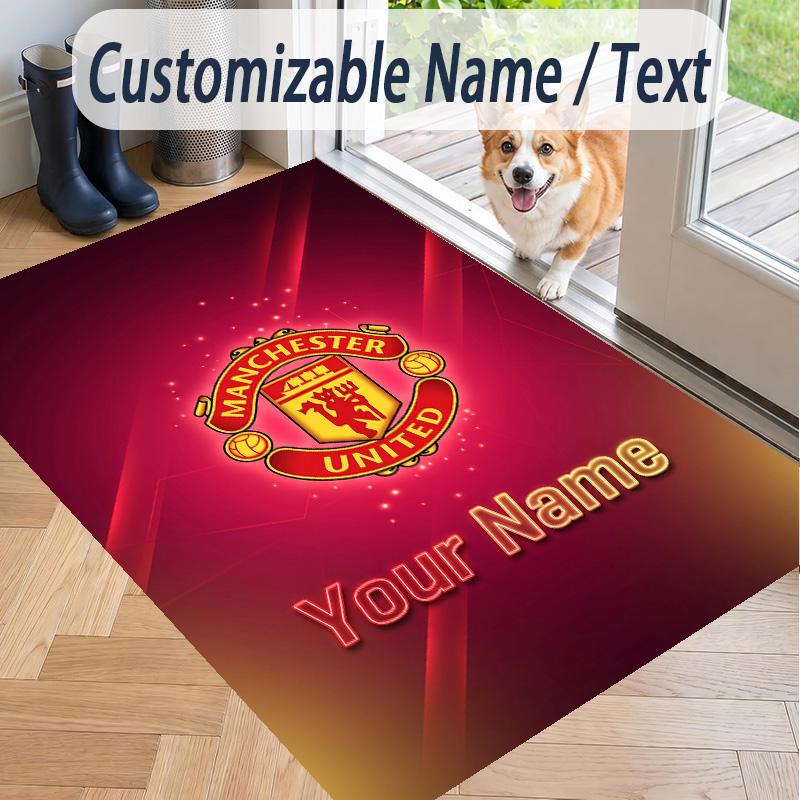 Custom Text Printed Rug Manchester United Non Slip Floor Carpet For Home Room Decor