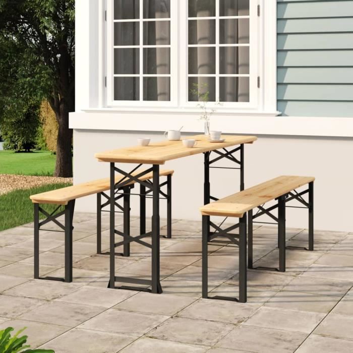 VidaXL Table à bière pliable 170x50x75-105 cm bois massif de sapin 363114