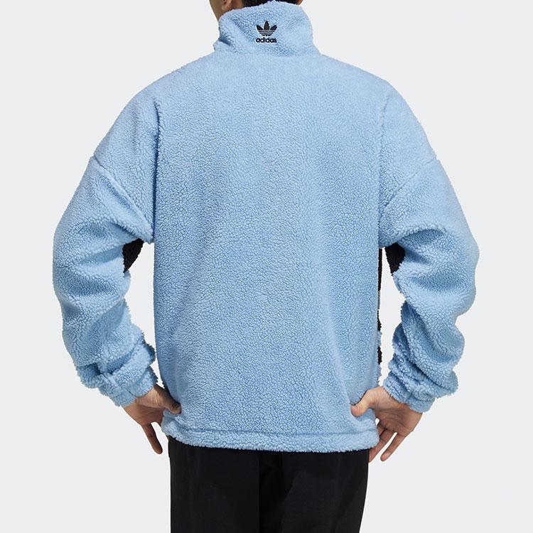 Adidas Originals Sherpa Jacket With Stand Collar And Loose Logo Sport Unisex Jackets Sky-Blue HC0327