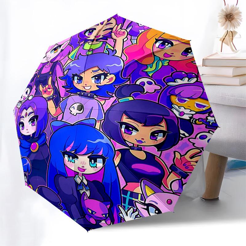 1pc Chibi Characters Automatic Opening/Closing Outdoor Umbrella - Portable Tri-Fold Design with 8-Rib Iron Frame - Outdoor for Fans, Travelers, D