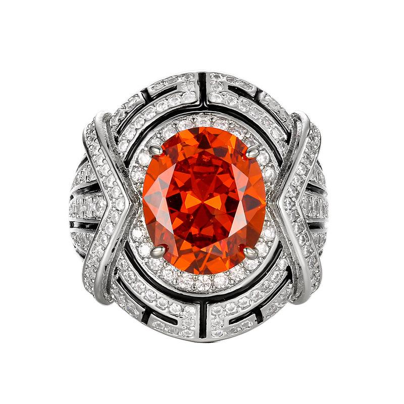 Jewelry Ring Full Diamond Inlaid Red Yellow Purple Diamond Color Treasure High Sense Light Luxury Women'S Jewelry