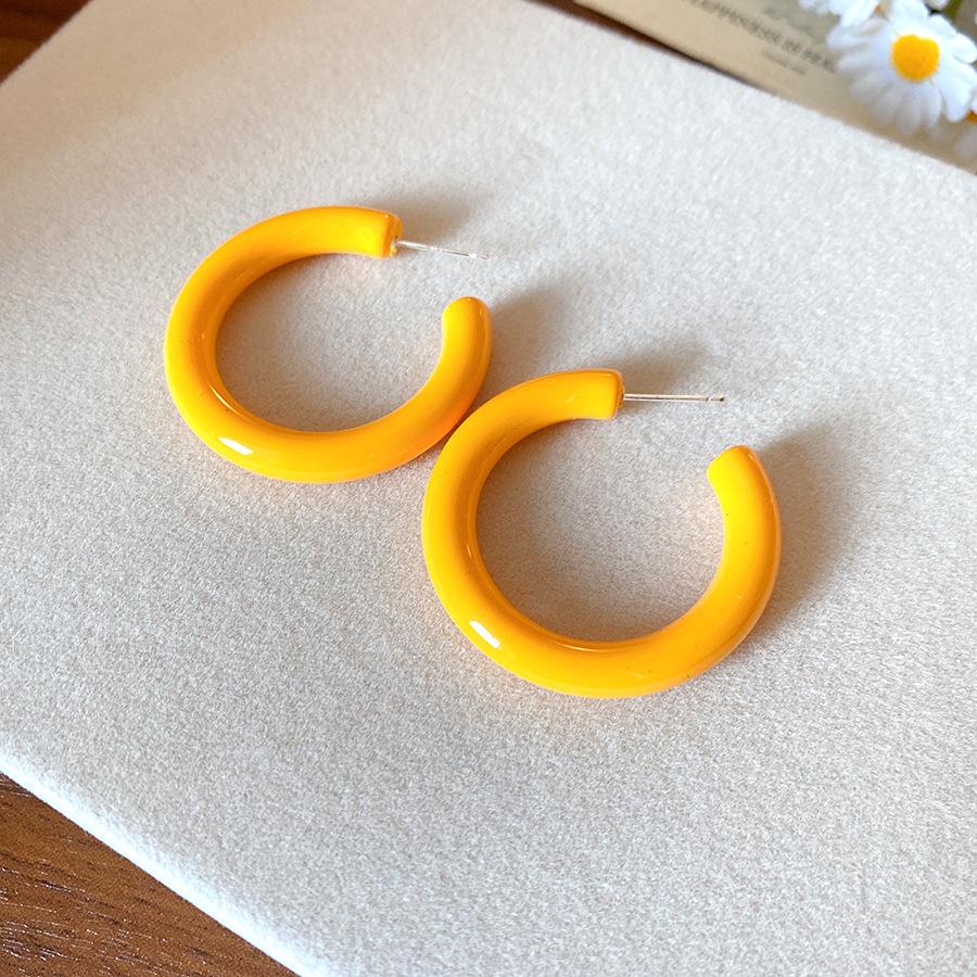 Silver Needle Acrylic Round C-shaped Stud Earrings Dopamine Sweet Small Fresh Versatile Earrings Niche High-end Earrings