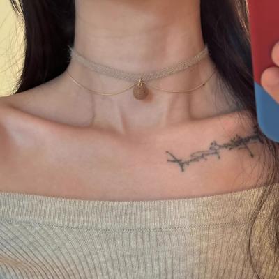 Haren Koffie Roze Choker Nekketting Dames Herfst En Winter Eenvoudige Sleutelbeenketting High-End Fijne Kraag Trend