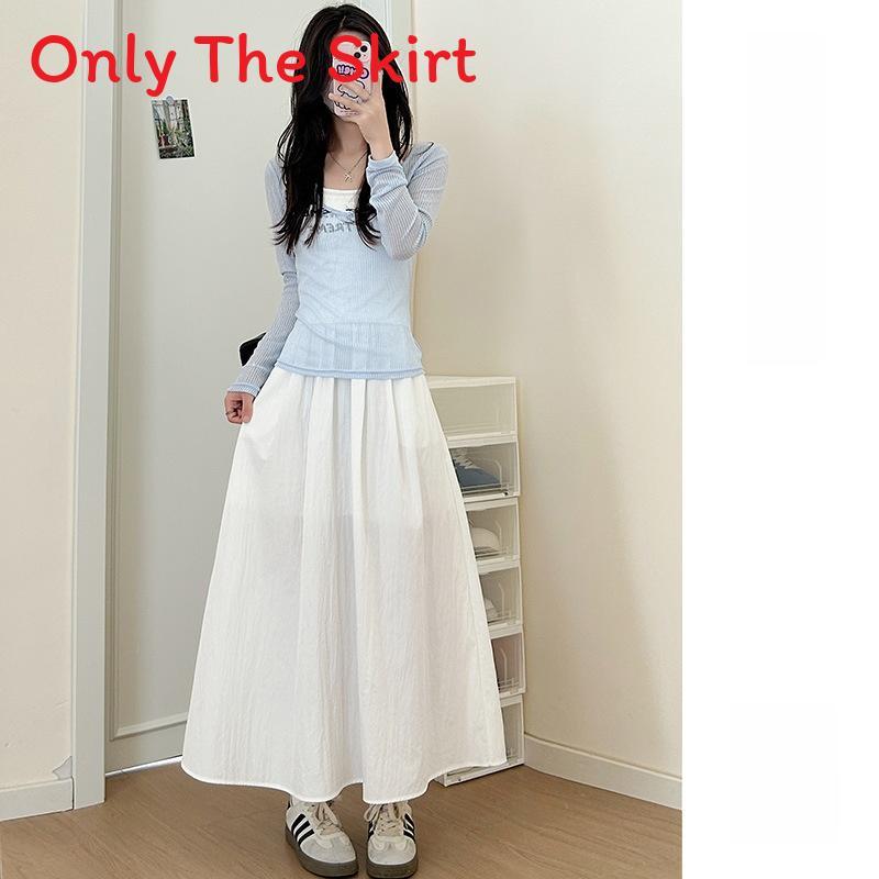Summer High Waist A Line Skirt With Pleated Design For Casual Wear