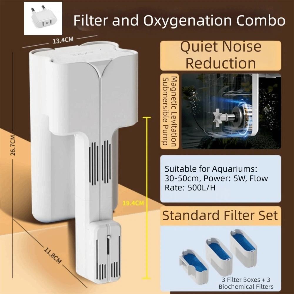 Oxygenation Fish Tank Filter 3-in-1 Aquarium Filter Silent Wall-Mounted Filter Pet Supplies