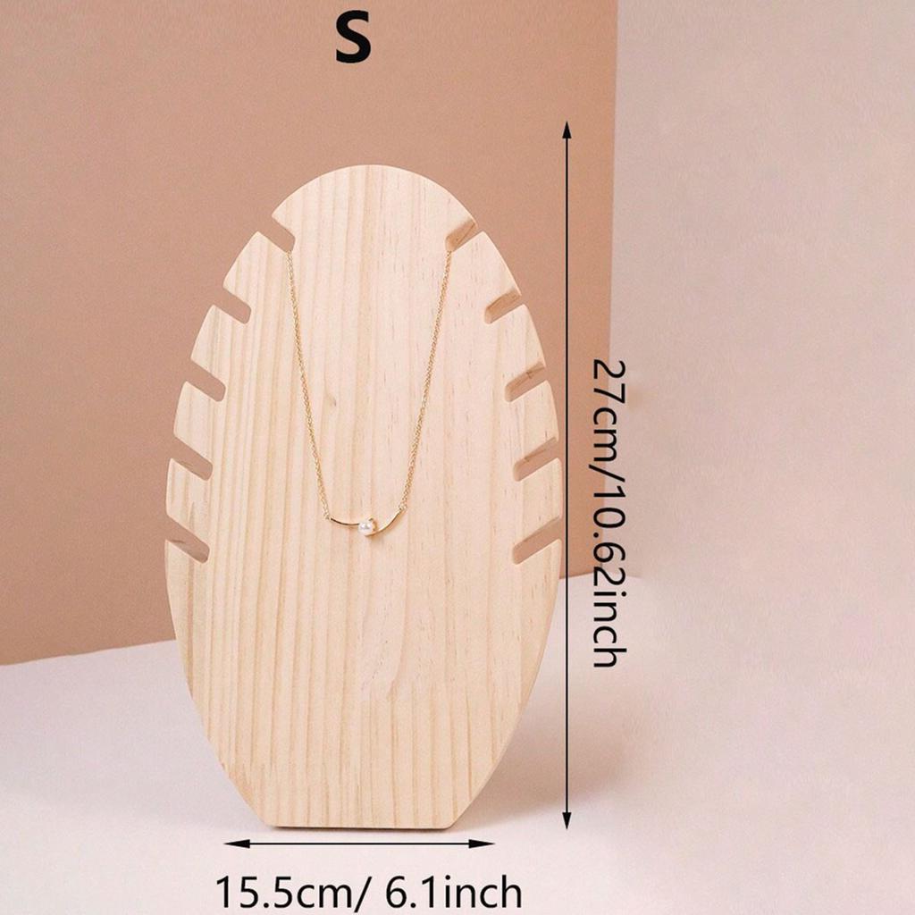 1pc Wooden Jewelry Display Holder Stand  Leaf Shape Chain Organizer Adjustable Length Necklace Bracelet Easel With Jewelry Show