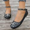 2026  Women's Mary Jane Shoes Ankle Buckle Strap Flats  Leather Rivet Belt Metal Star Gothic Lolita Shoes Soft-soled Thin Shoes