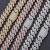 Men's Hip Hop 20mm Three-Row Zircon Rhombus Cuban Chain Full Diamond Necklace