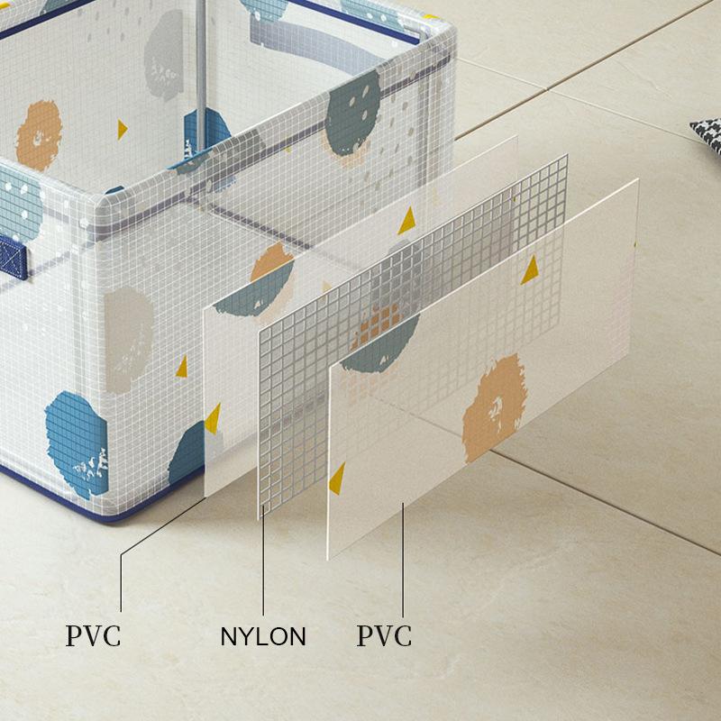 Waterproof PVC Clothes Storage Basket Clear Foldable Underwear Organizer Box with Metal Frame Save Space Sundries Storage Box