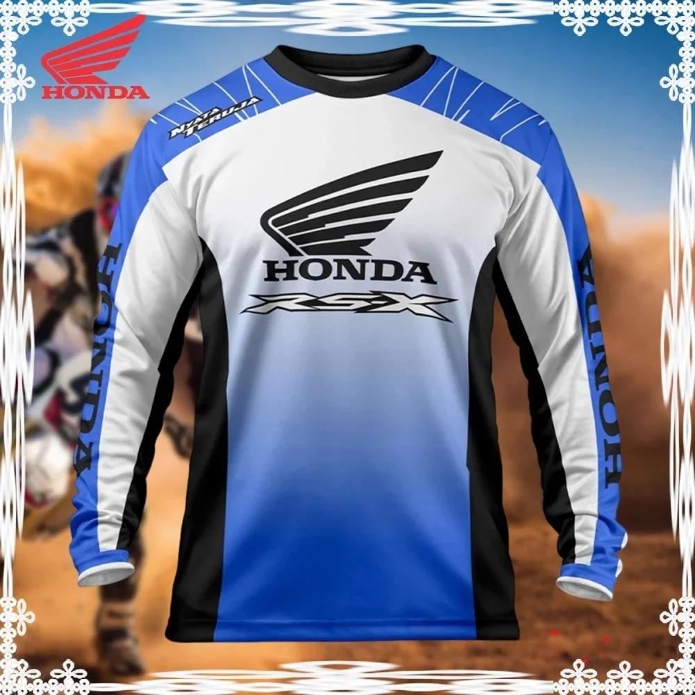 BWG5  Honda 2026 Summer New Off-Road Motorcycle Riding T-Shirt Breathable Sportswear Men and Women Riding Clothes