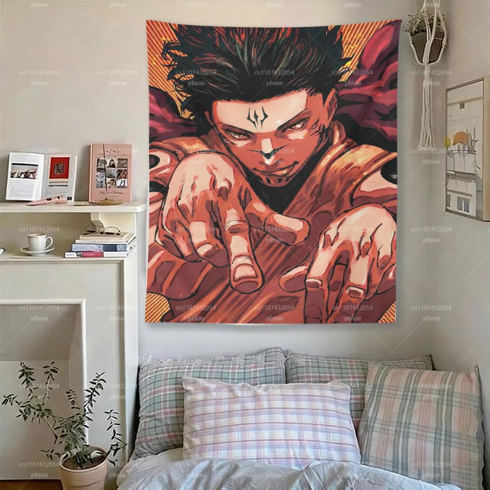 JJujutsu KKaisen Wall Tapestry Anime Manga Art Wall Hanging for Bedroom Dorm Living Room Fan Decor