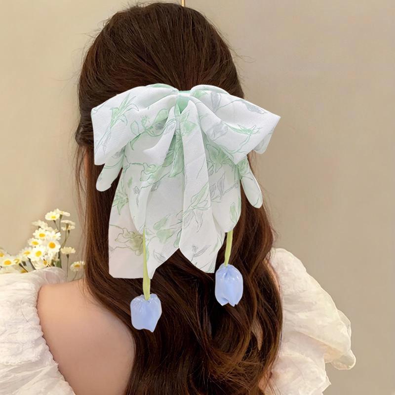 Elegant Retro Satin Bow Hair Clip for Women - Perfect for Low Ponytails and Head Ornaments