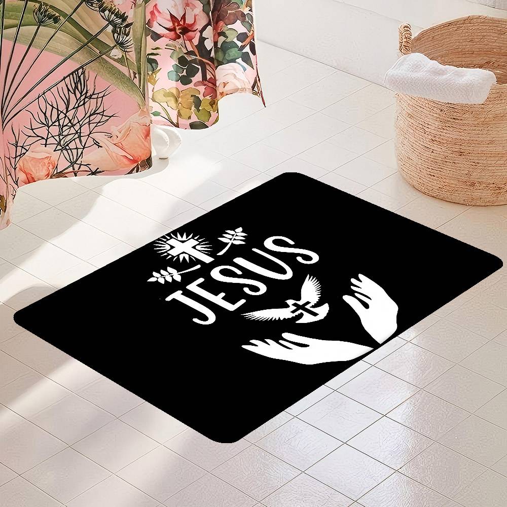 1 Piece Christian Jesus Bathroom Mat Kids Room Bedroom Decoration Balcony Anti-Slip Doormat Living Room Welcome Rug