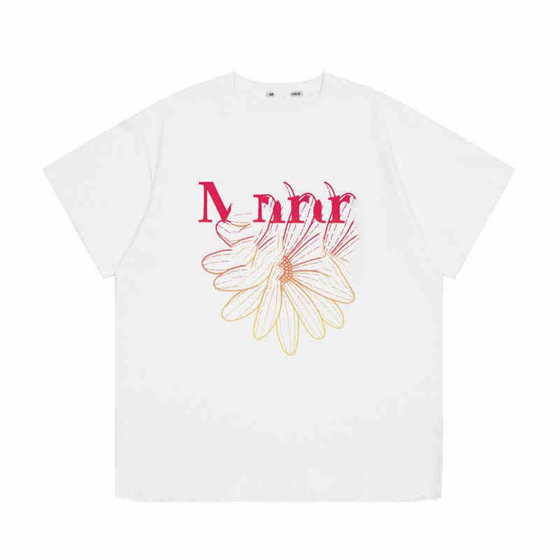 

Летняя женская футболка с градиентным цветочным принтом «Ромашки» - Короткий рукав, Высокая мода One Size