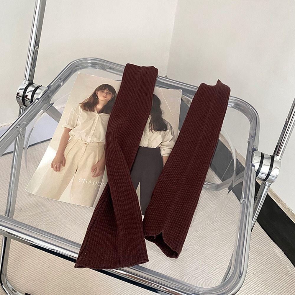 Warm Half Finger Solid Color Female Arm Warmers Long Gloves Wool Sleeve Cuff Knitted Arm Warmers