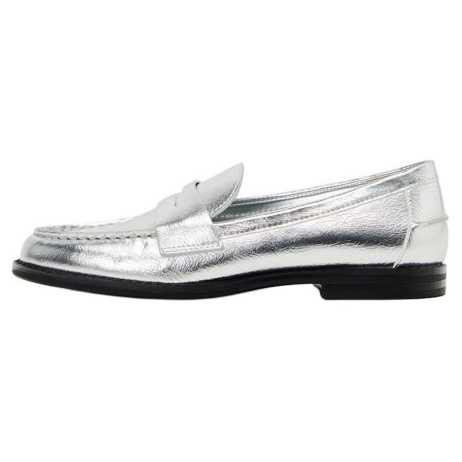 

Zara Женские лоферы слипоны из ПУ серебристые 12514310808 37